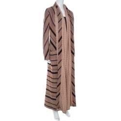 Pre Owned Missoni Beige Striped Alpaca Blend Crocket Trimmed Coat S