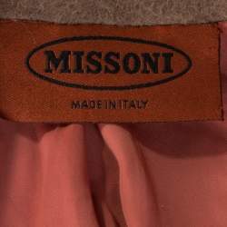 Pre Owned Missoni Beige Striped Alpaca Blend Crocket Trimmed Coat S