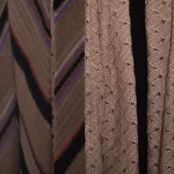 Pre Owned Missoni Beige Striped Alpaca Blend Crocket Trimmed Coat S