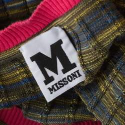 Pre Owned M Missoni Green Knit Contrast Trim Sleeveless Tank Top M