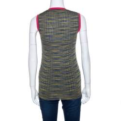 Pre Owned M Missoni Green Knit Contrast Trim Sleeveless Tank Top M