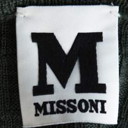 Pre Owned M Missoni Sage Green Chevron Knit Wool Mini Dress L