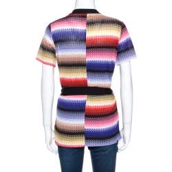 Pre Owned Missoni Multicolor Patterned Knit Belted Cardigan M