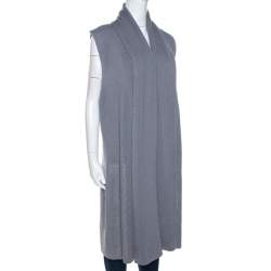 Pre Owned Missoni Grey Lurex Wool Knit Open Front Cardigan M