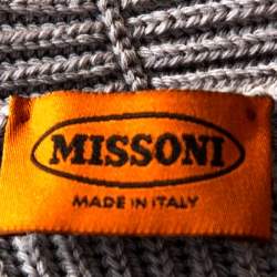 Pre Owned Missoni Grey Lurex Wool Knit Open Front Cardigan M
