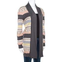Missoni Multicolor Jacquard Eyelet Knit Cardigan M