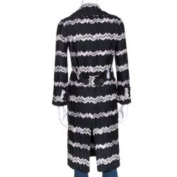 Pre Owned Missoni Black Chevron Knit Double Breasted Coat S
