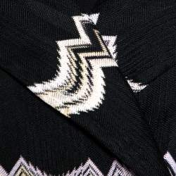 Pre Owned Missoni Black Chevron Knit Double Breasted Coat S