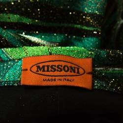 Pre Owned Missoni Green Lurex Jacquard Knit Brooch Detail Draped Dress L