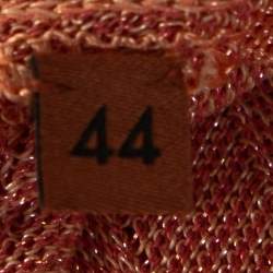 Pre Owned Missoni Coral Lurex Knit Plunge V Neck Top M