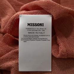 Pre Owned Missoni Coral Lurex Knit Plunge V Neck Top M