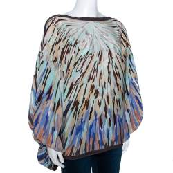 Pre Owned Missoni Muticolor Abstract Print Stretch Silk Cape Top M