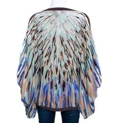 Pre Owned Missoni Muticolor Abstract Print Stretch Silk Cape Top M