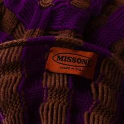 Pre Owned Missoni Brown & Purple Chunky Cashmere Knit Sweater M
