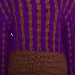 Pre Owned Missoni Brown & Purple Chunky Cashmere Knit Sweater M