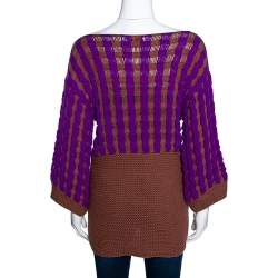 Pre Owned Missoni Brown & Purple Chunky Cashmere Knit Sweater M