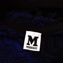 Pre Owned M Missoni Purple Pointelle Knit Cold Shoulder Long Sleeve Top S