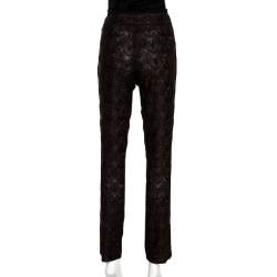 مملوكة مسبقًا Missoni Black Lurex Pointelle Knit Straight Leg Trousers M