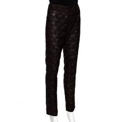 مملوكة مسبقًا Missoni Black Lurex Pointelle Knit Straight Leg Trousers M