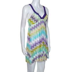 Pre Owned Missoni Mare Multicolor Chevron Knit Cover Up Mini Dress S 
