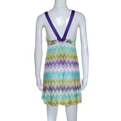 Pre Owned Missoni Mare Multicolor Chevron Knit Cover Up Mini Dress S 