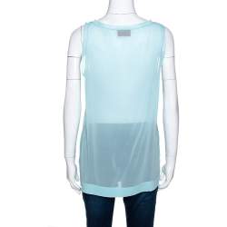 Pre Owned Missoni Pastel Blue Silk & Knit Sleeveless Scoop Neck Top M 