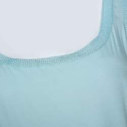 Pre Owned Missoni Pastel Blue Silk & Knit Sleeveless Scoop Neck Top M 