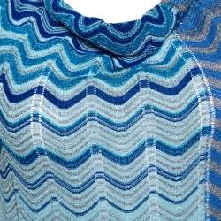 Pre Owned Missoni Blue Lurex Knit Cowl Neck Sleeveless Top S