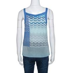 Pre Owned Missoni Blue Lurex Knit Cowl Neck Sleeveless Top S