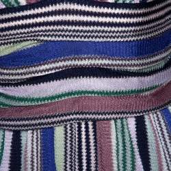 Pre Owned Missoni Multicolor Striped Lurex Knit Sleeveless Dress M