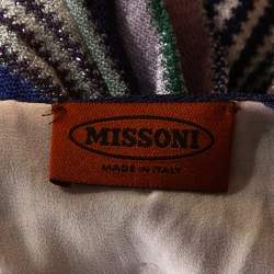 Pre Owned Missoni Multicolor Striped Lurex Knit Sleeveless Dress M