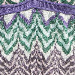 Pre Owned Missoni Purple Zig Zag Knit Sleeveless Dress M