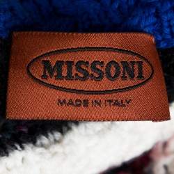 Pre Owned Missoni Black Paneled Wool Blend Fringed Turtle Neck Dress S