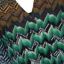 Pre Owned Missoni Multicolor Zig Zag Lurex Knit Button Front Cardigan M