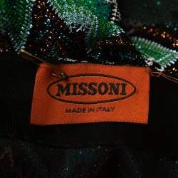 Pre Owned Missoni Multicolor Zig Zag Lurex Knit Button Front Cardigan M