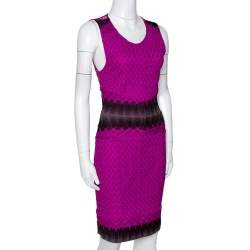 Pre Owned Missoni Purple Crochet Knit Sleeveless Fitted Dress S