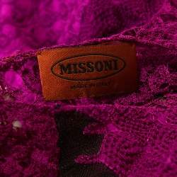 Pre Owned Missoni Purple Crochet Knit Sleeveless Fitted Dress S