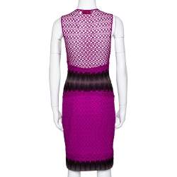 Pre Owned Missoni Purple Crochet Knit Sleeveless Fitted Dress S