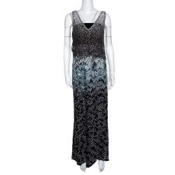 Pre Owned Missoni Black Ombre Zig Zag Knit Strapless Maxi Dress & Top Set M