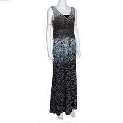 Pre Owned Missoni Black Ombre Zig Zag Knit Strapless Maxi Dress & Top Set M