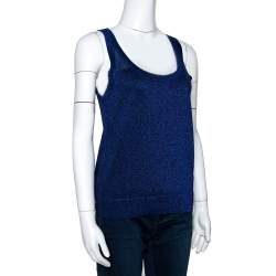 Pre Owned Missoni Blue Lurex Knit Tank Top M