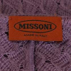Pre Owned Missoni Purple Wool Blend Perforated Knit Long Sleeve Dress S