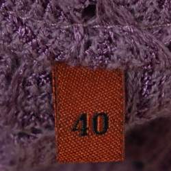 Pre Owned Missoni Purple Wool Blend Perforated Knit Long Sleeve Dress S