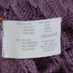 Pre Owned Missoni Purple Wool Blend Perforated Knit Long Sleeve Dress S
