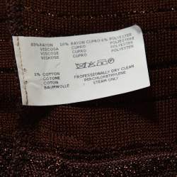 Pre Owned Missoni Brown Lurex Knit Tiered Sleeveless Dress M