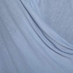 Pre Owned Missoni Blue Knit Crossover Draped Three Quarter Sleeve Top S