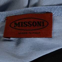 Pre Owned Missoni Blue Knit Crossover Draped Three Quarter Sleeve Top S