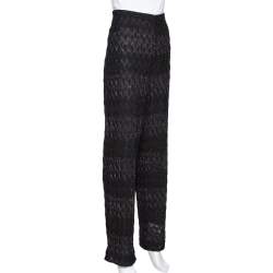 مملوكة مسبقًا Missoni Black Textured Lurex Knit Wide Leg Pants L