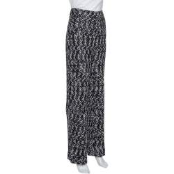 Pre Owned Missoni Monochrome Textured Lurex Knit Wide Leg Pants L