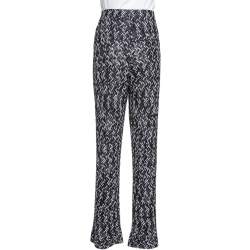 Pre Owned Missoni Monochrome Textured Lurex Knit Wide Leg Pants L